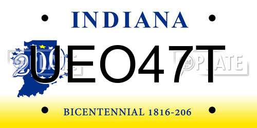 UEO47T Indiana License Plate
