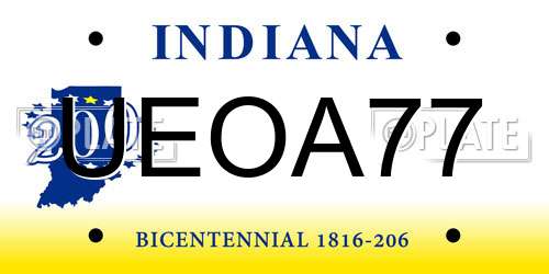 UEOA77 Indiana License Plate