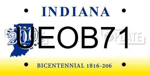 UEOB71 Indiana License Plate