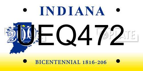 UEQ472 Indiana License Plate