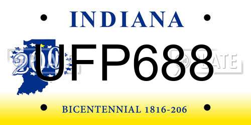 UFP688 Indiana License Plate