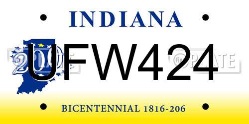 UFW424 Indiana License Plate
