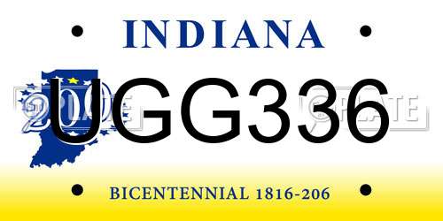 UGG336 Indiana License Plate