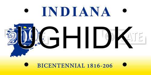 UGHIDK Indiana License Plate