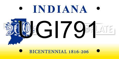 UGI791 Indiana License Plate