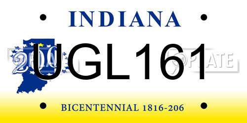 UGL161 Indiana License Plate