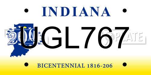 UGL767 Indiana License Plate