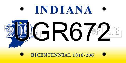 UGR672 Indiana License Plate