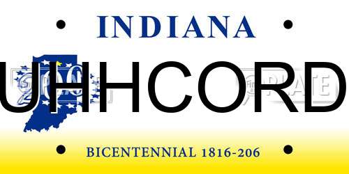 UHHCORD Indiana License Plate
