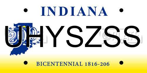 UHYSZSS Indiana License Plate