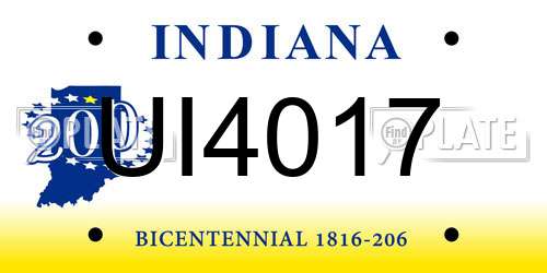 UI4017 Indiana License Plate