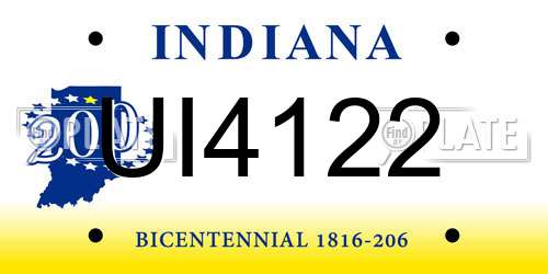 UI4122 Indiana License Plate
