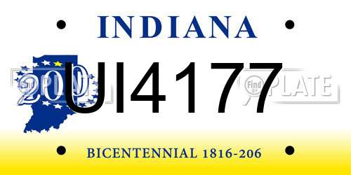 UI4177 Indiana License Plate