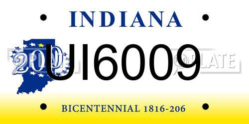 UI6009 Indiana License Plate