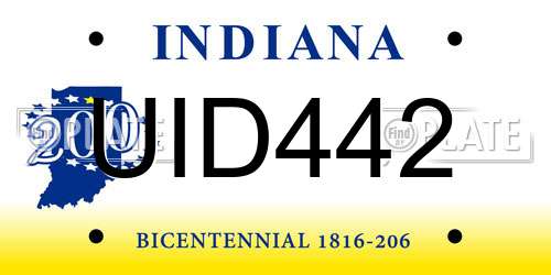 UID442 Indiana License Plate