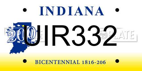UIR332 Indiana License Plate