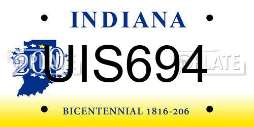 UIS694 Indiana License Plate