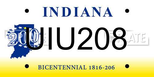 UIU208 Indiana License Plate