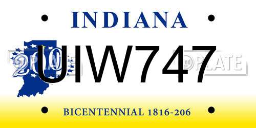 UIW747 Indiana License Plate