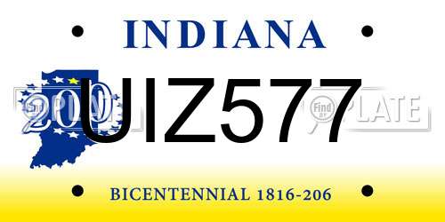 UIZ577 Indiana License Plate