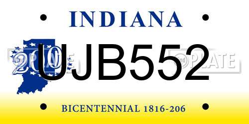 UJB552 Indiana License Plate