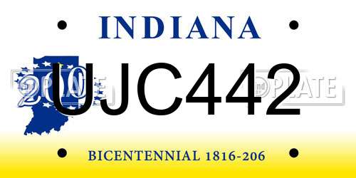 UJC442 Indiana License Plate