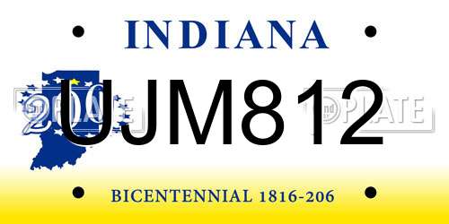 UJM812 Indiana License Plate