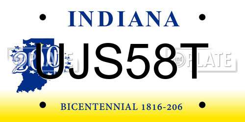 UJS58T Indiana License Plate