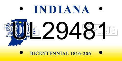 UL29481 Indiana License Plate