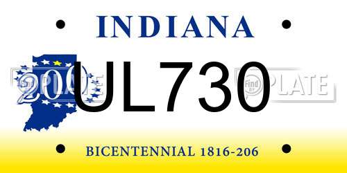 UL730 Indiana License Plate