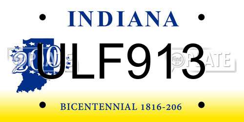 ULF913 Indiana License Plate
