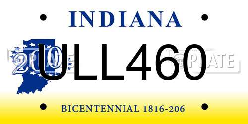 ULL460 Indiana License Plate