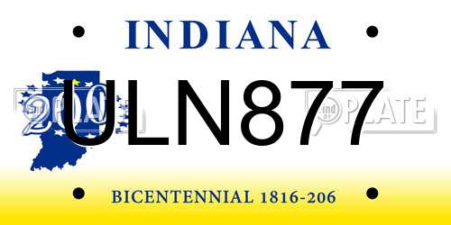 ULN877 Indiana License Plate