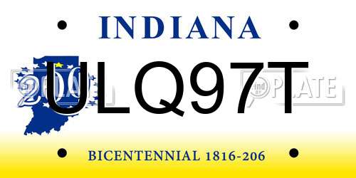 ULQ97T Indiana License Plate