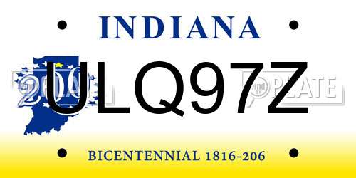 ULQ97Z Indiana License Plate