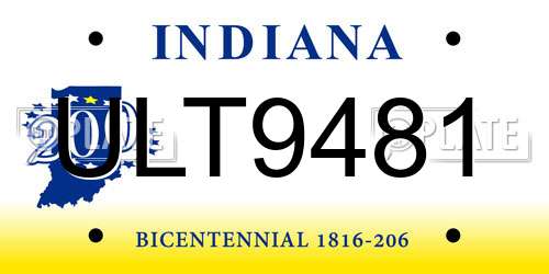 ULT9481 Indiana License Plate