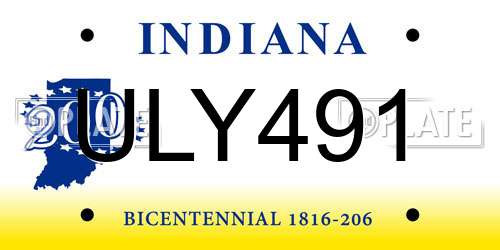 ULY491 Indiana License Plate