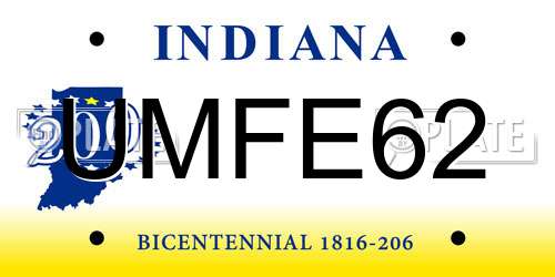UMFE62 Indiana License Plate