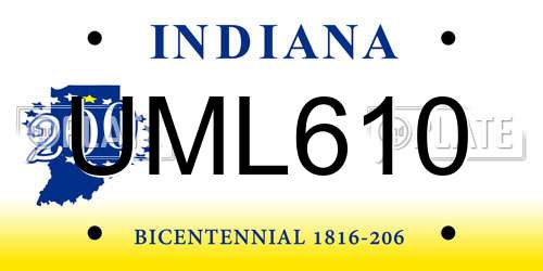 UML610 Indiana License Plate