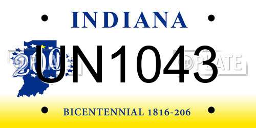 UN1043 Indiana License Plate