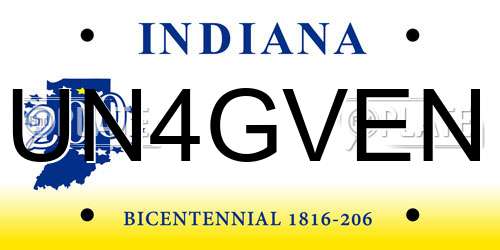 UN4GVEN Indiana License Plate