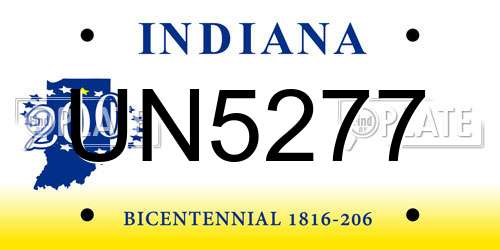 UN5277 Indiana License Plate