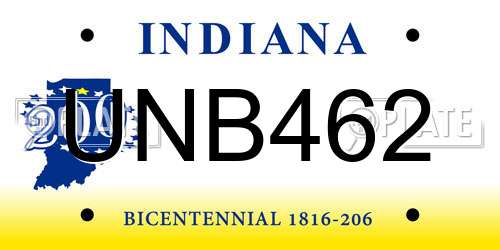 UNB462 Indiana License Plate