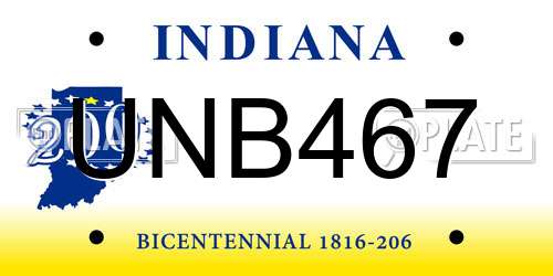 UNB467 Indiana License Plate