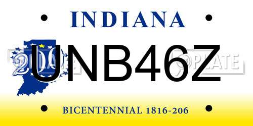 UNB46Z Indiana License Plate