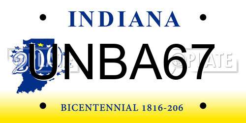 UNBA67 Indiana License Plate