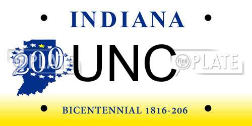 UNC Indiana License Plate