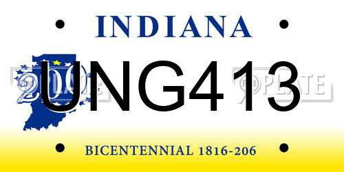 UNG413 Indiana License Plate