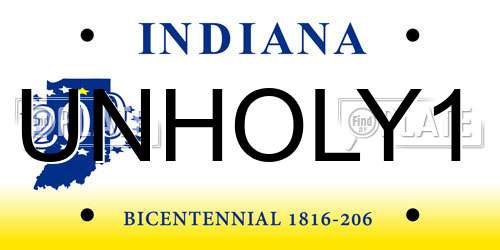 UNHOLY1 Indiana License Plate