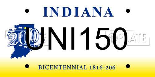 UNI150 Indiana License Plate